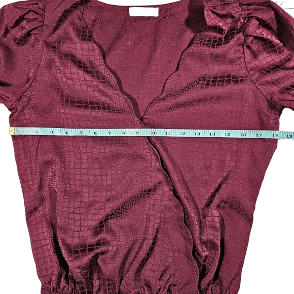 Socialite Long Sleeve Wrap Front V Neck Body Suit, Plum Purple, Small - Picture 12 of 16